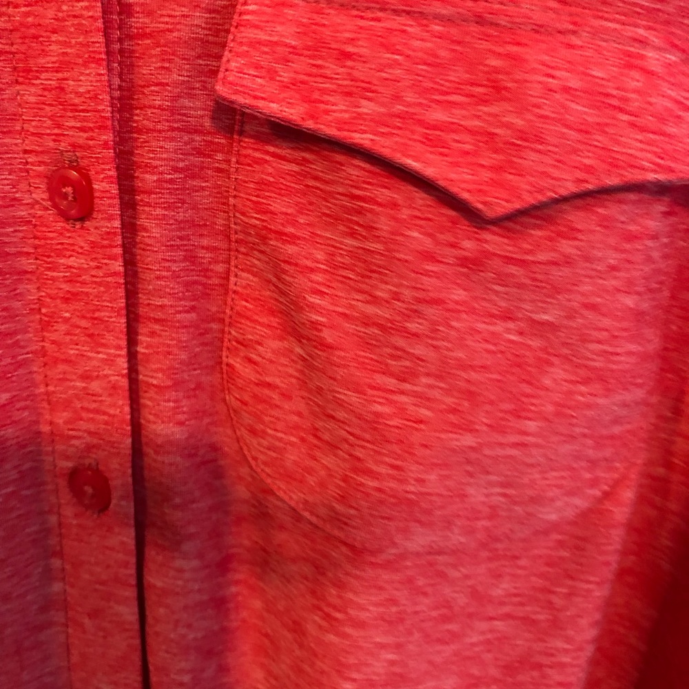 EUC Eddie Bauer Sweet & Soft Red Long-Sleeve with Roll-Up Cuff Option Shirt - Picture 12 of 13